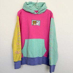 Teddy Fresh x Rip n Dip Hoodie Colorblock Pink Patch Sz Medium Cotton Pocket NEW